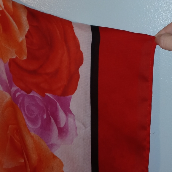 New York & Company Sheer PullOver Blouse Size Small Red Orange Purple - Picture 4 of 13